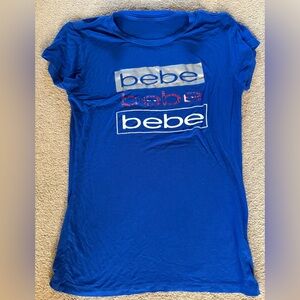 Bebe Women’s Blue Graphic Stretch Tee Tshirt